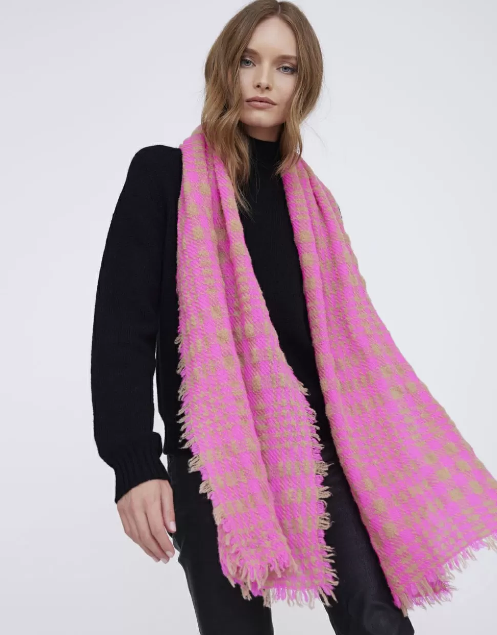 Faliero Sarti Sciarpe>Sciarpa In Lana Vergine, Cashmere E Seta Con Stampa Checked - Matilde