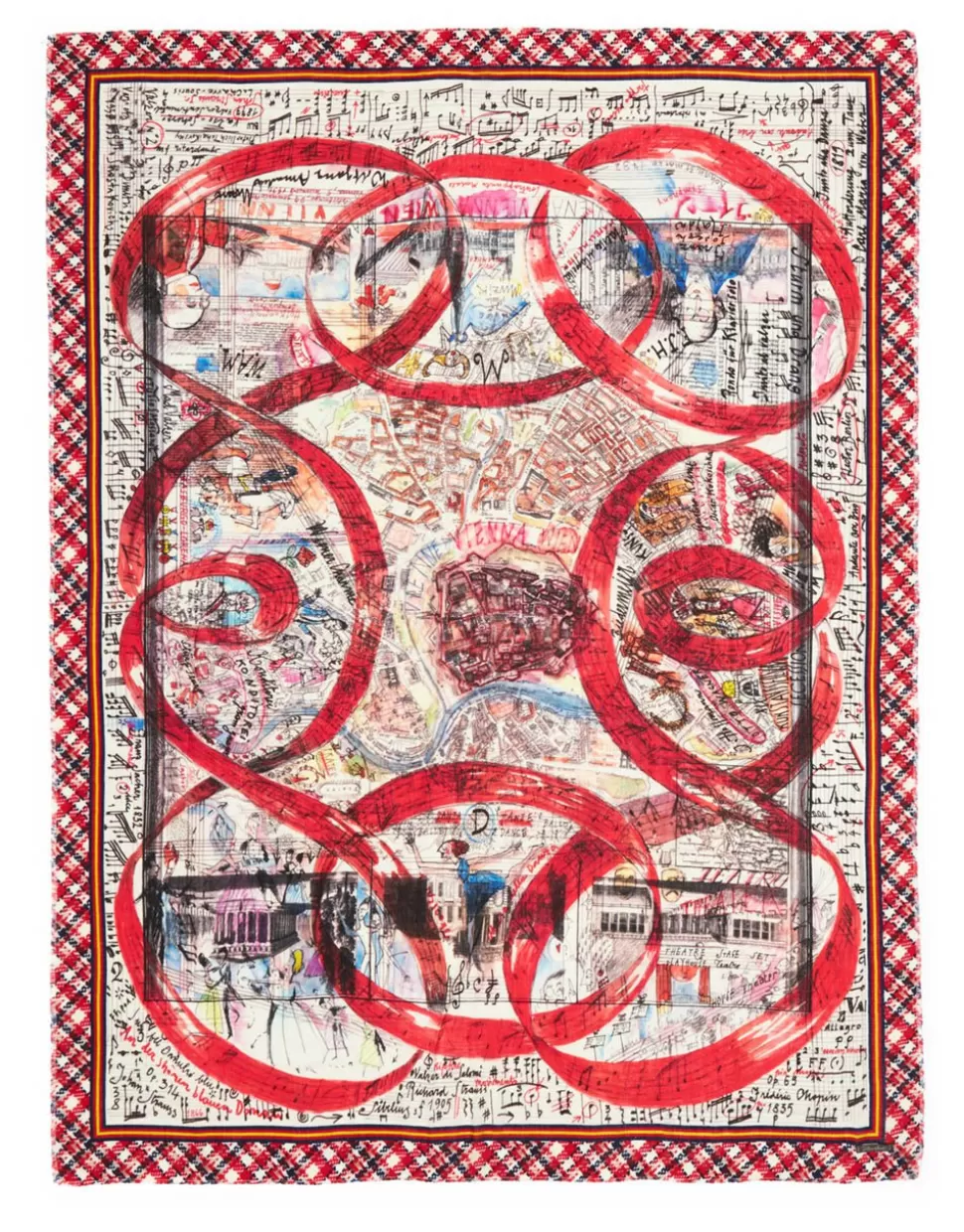 Faliero Sarti Sciarpe>Sciarpa Stampa Paolo Fiumi - Little Vienna