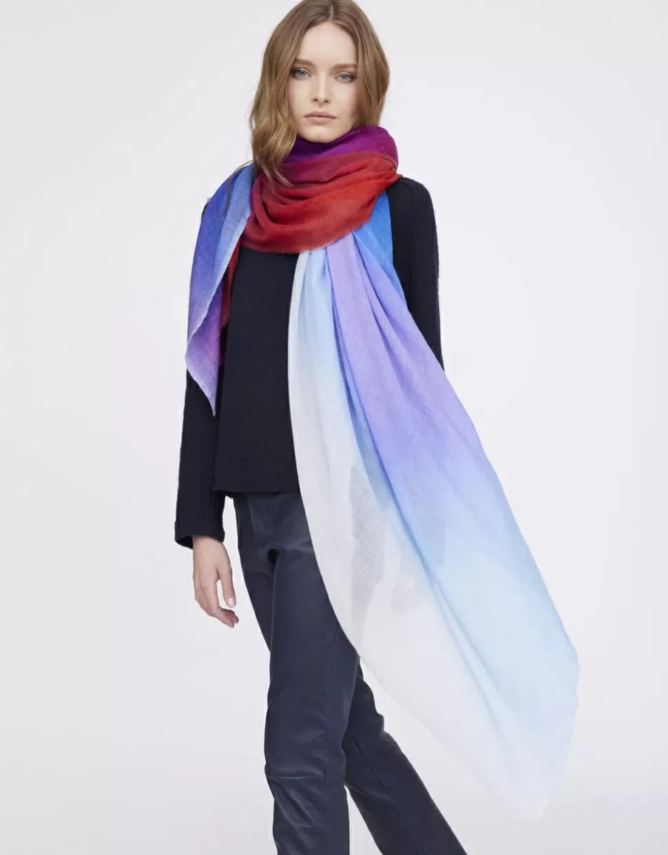 Faliero Sarti Sciarpe>Stola In Cashmere E Lana Degrade - Irisa